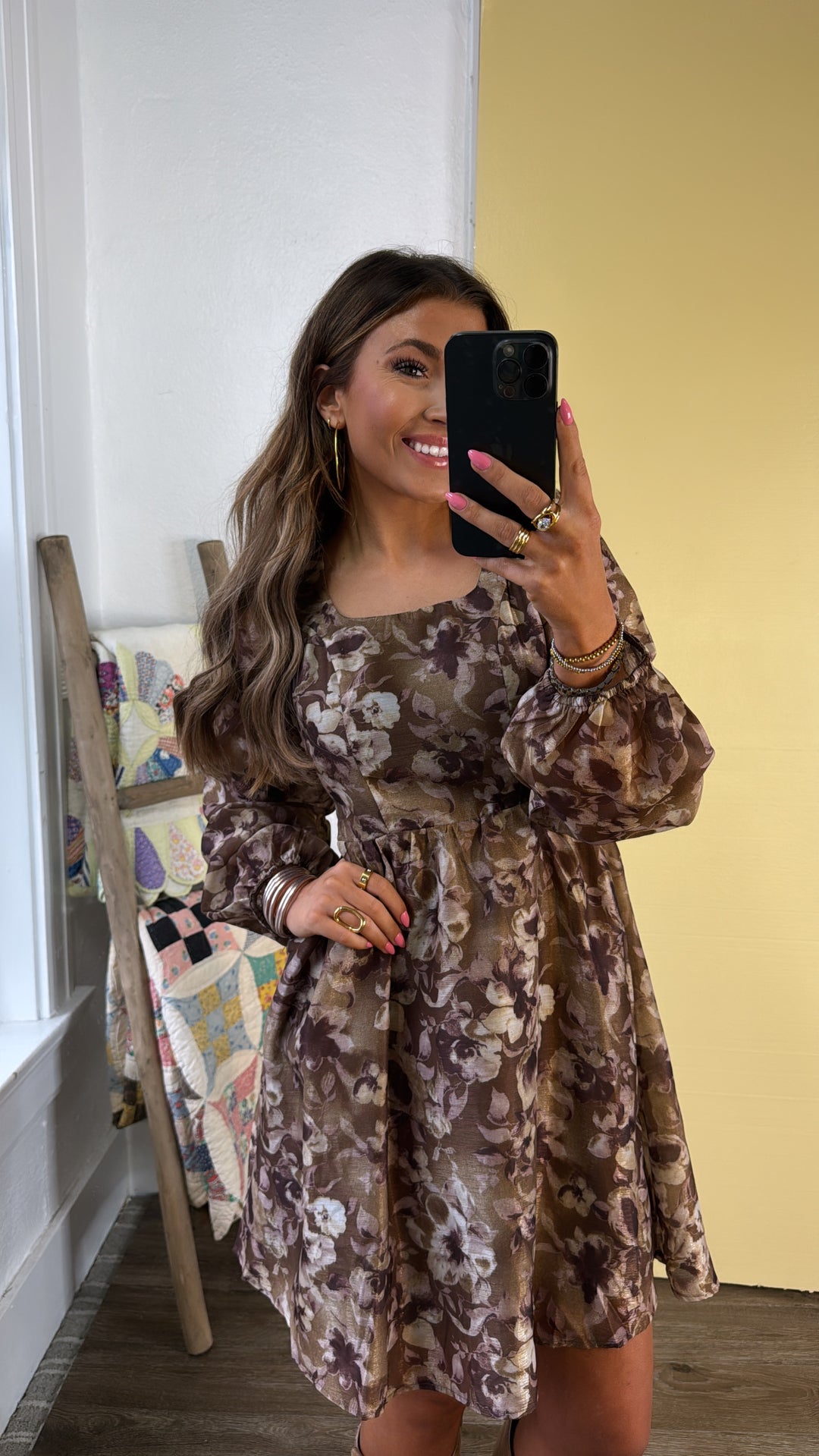 Larkspur Mini Dress, Olive Multi