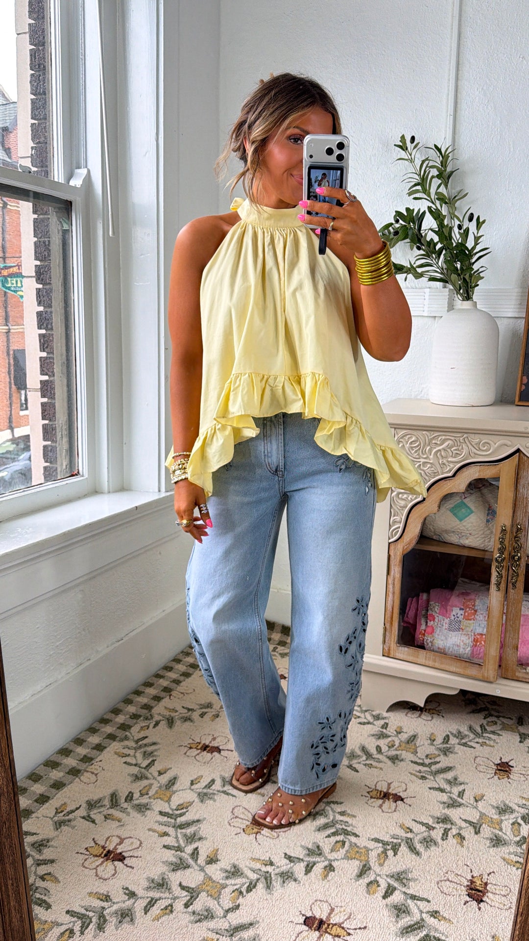 Halter Flow Top, Butter Yellow