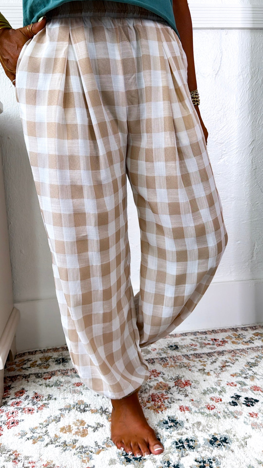 Uptown Checkered Pants, Oatmeal