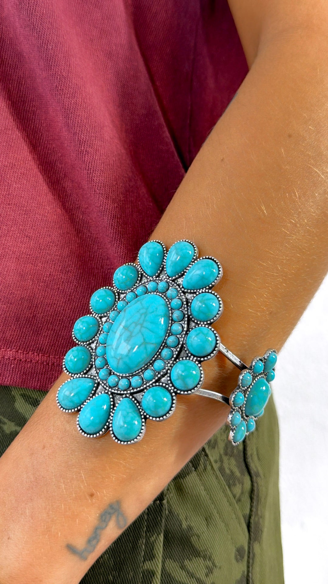 OVAL Blue Concho Bracelet Cuff