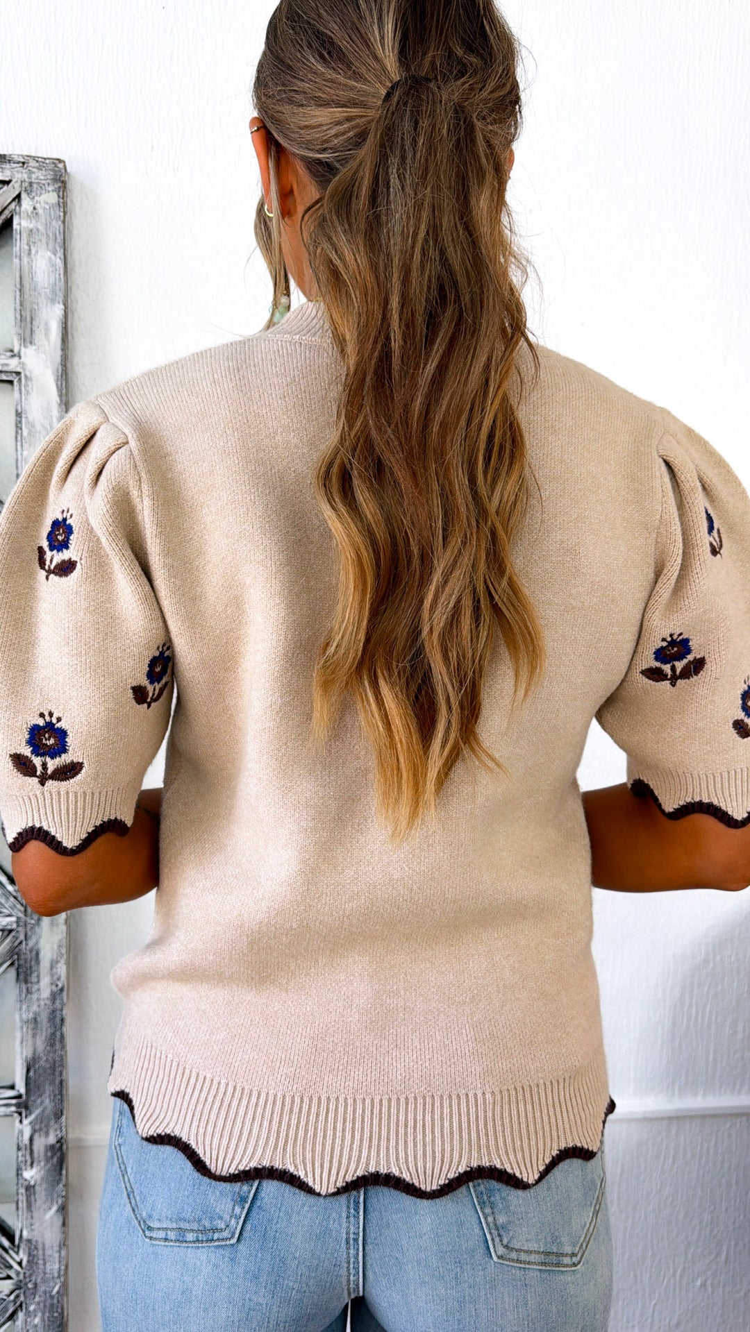 Floral Whisper Sweater, Lt. Taupe