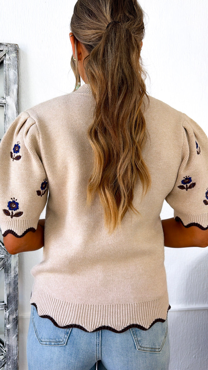 Floral Whisper Sweater, Lt. Taupe