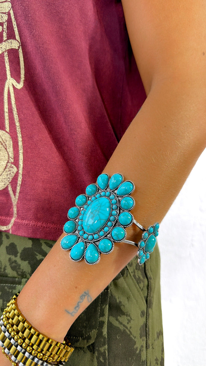 OVAL Blue Concho Bracelet Cuff
