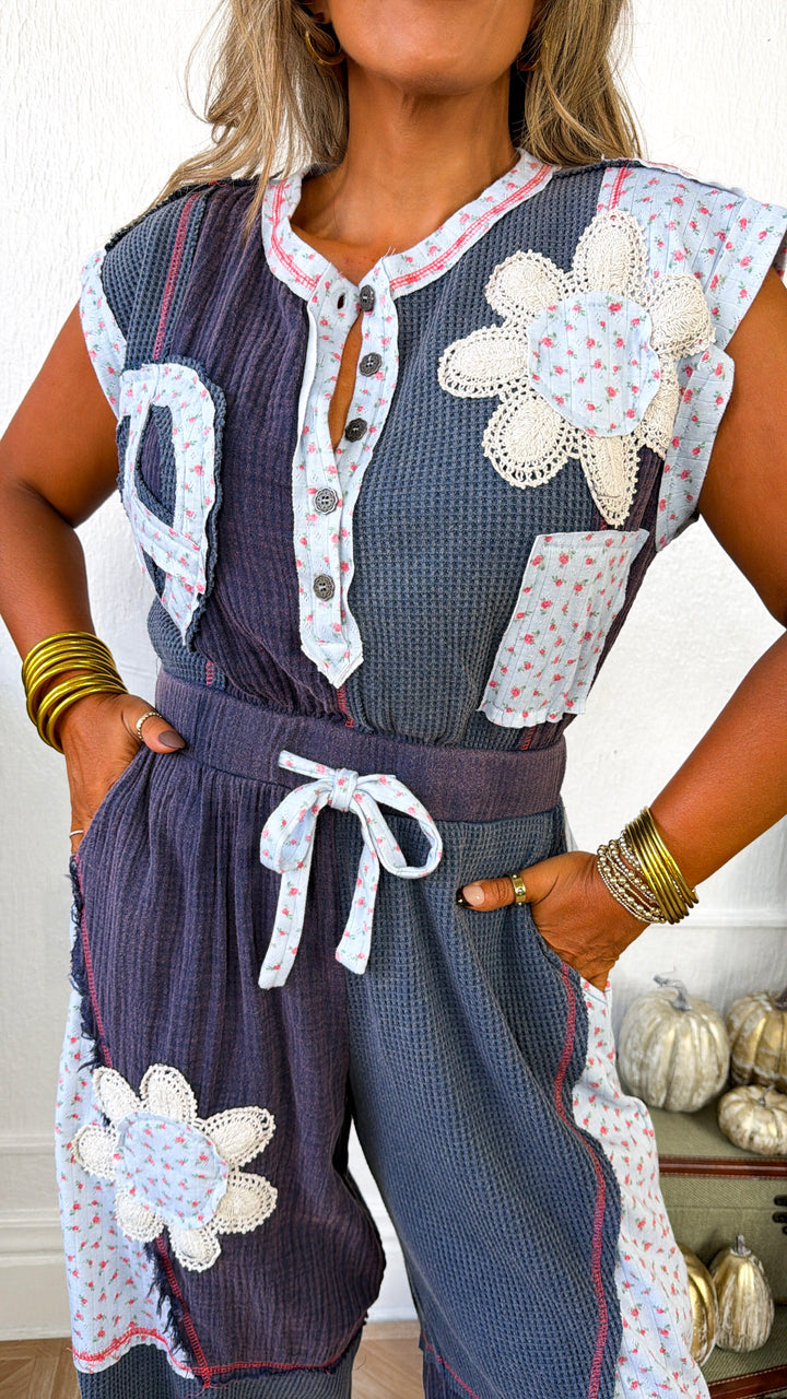 Boho Calm & Relaxed Jumpsuit, Navy Floral