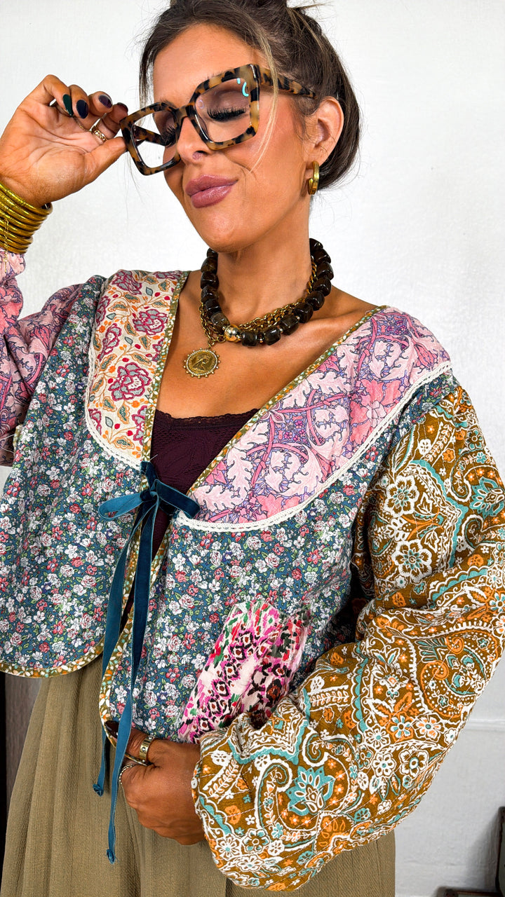 The Clara Patchwork Jacket, Pink Combo