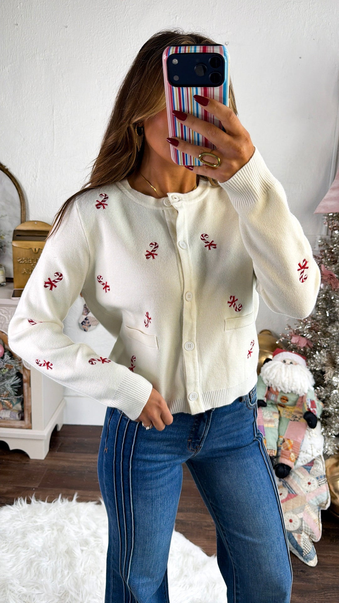 Candy Cane Lane Sweater, Cream