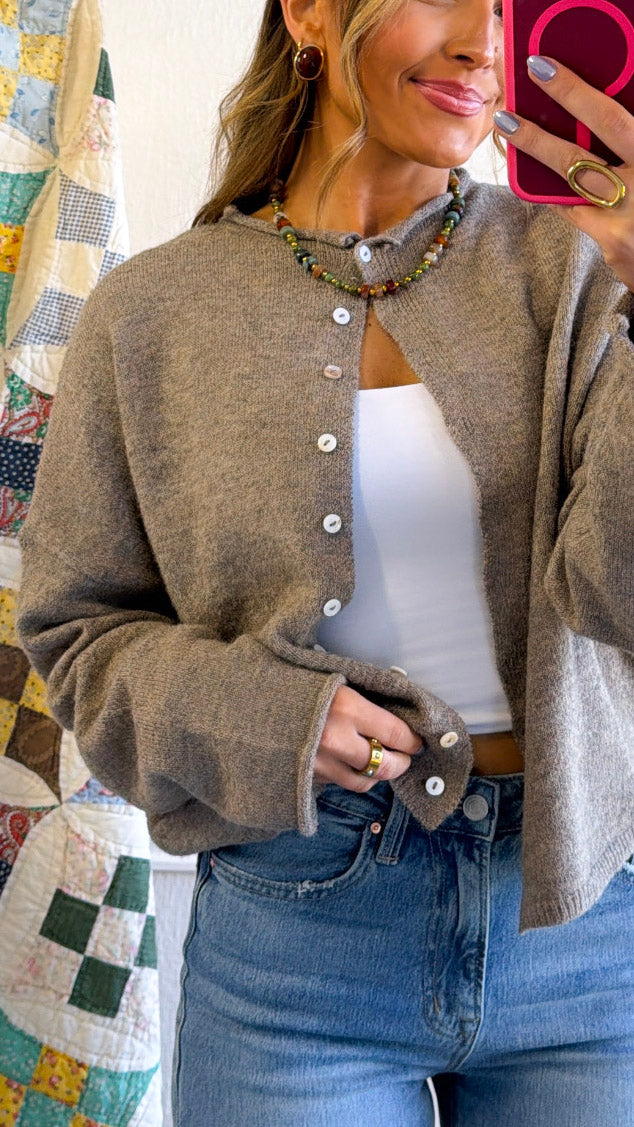 Penelope Knit Cardigan, Mocha