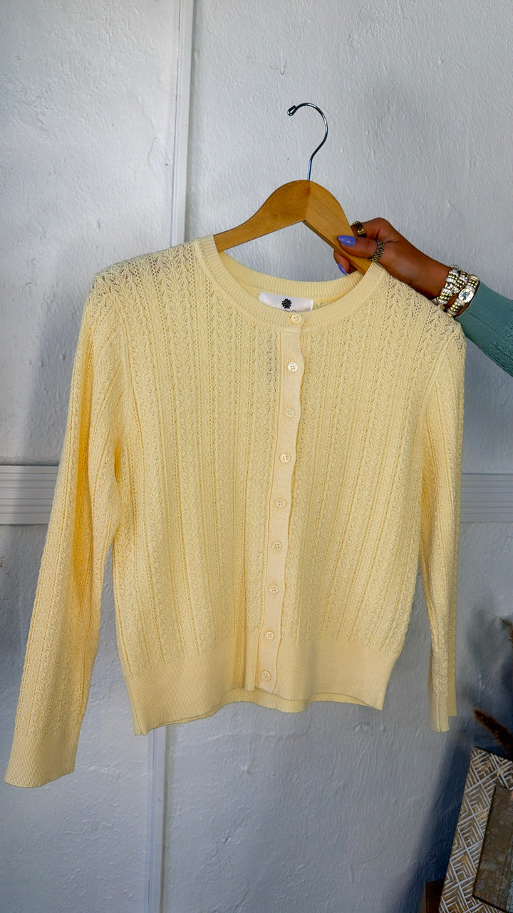 Bloomsbury Knit Cadigan, Pastel Yellow