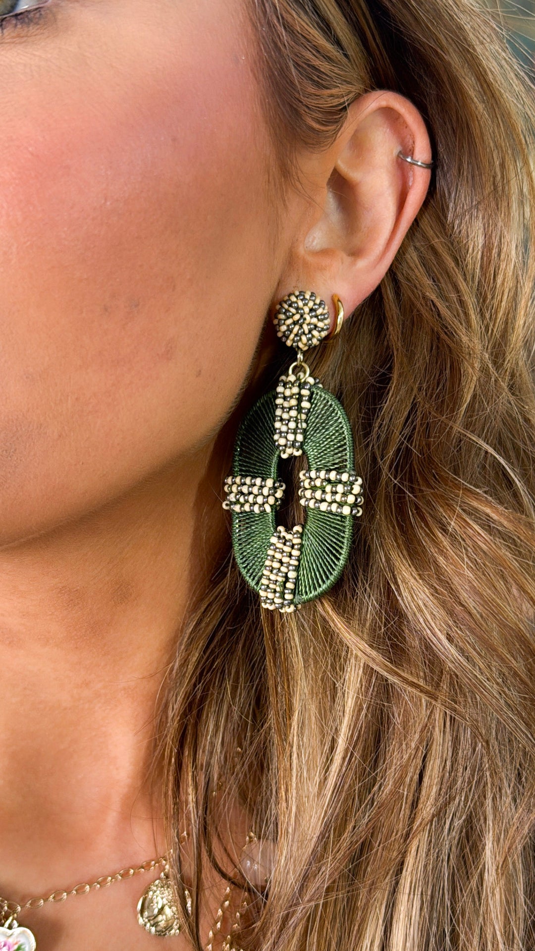 Zulu Beaded Earring, Green Multi