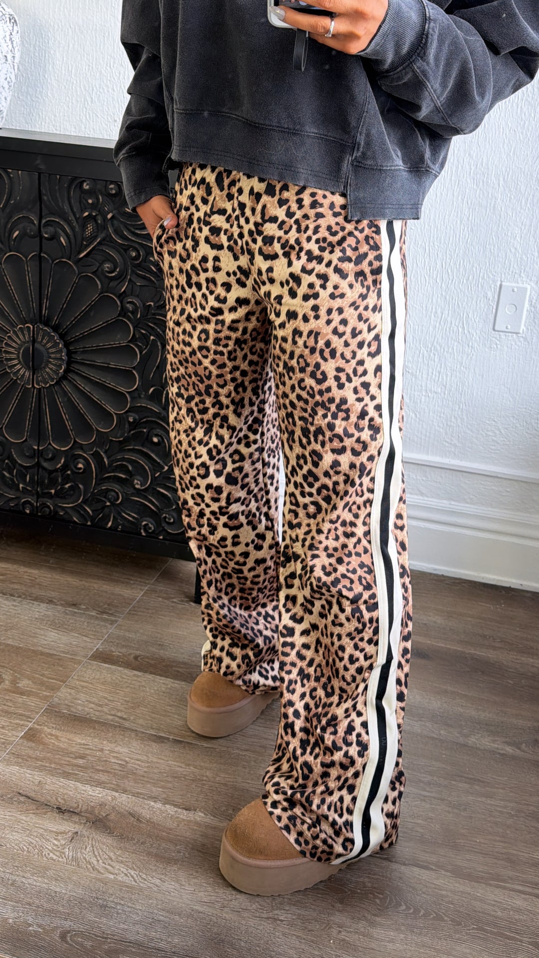 Fast Lane Leopard Pant, Black/Brown