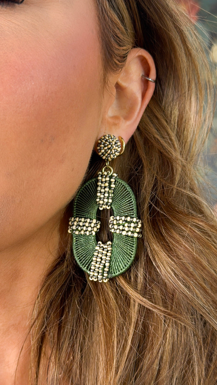 Zulu Beaded Earring, Green Multi