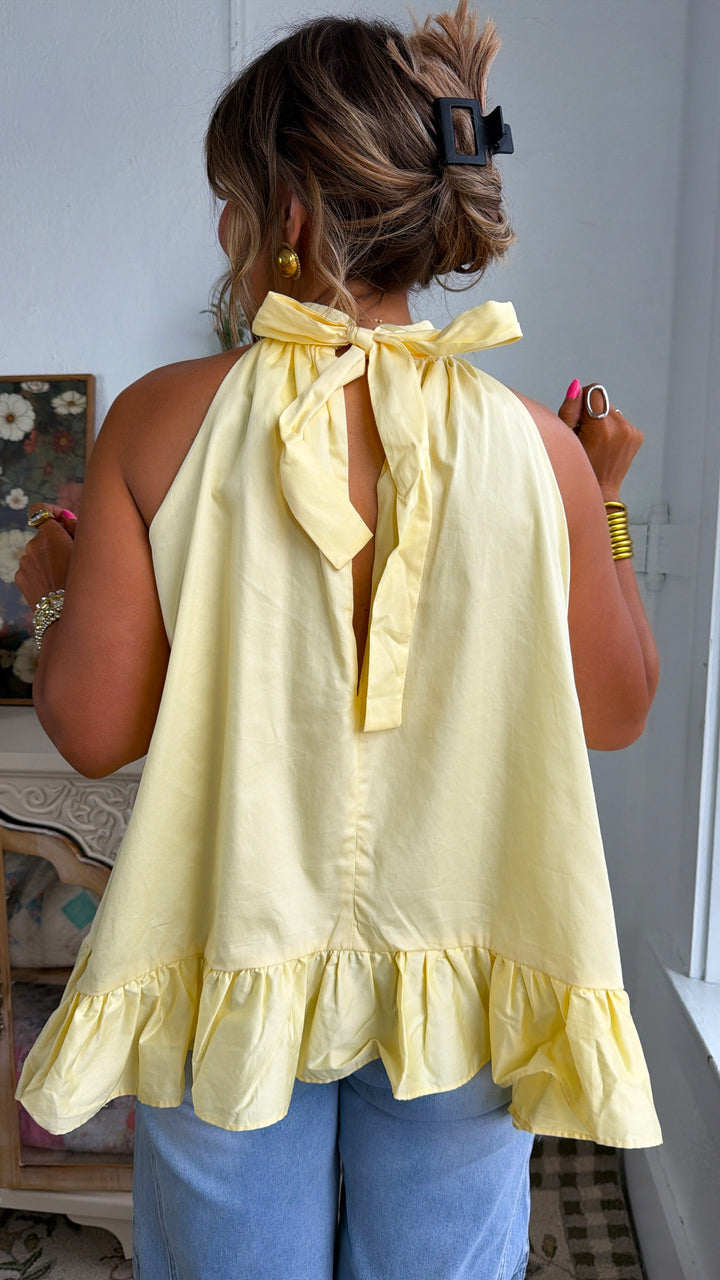 Halter Flow Top, Butter Yellow