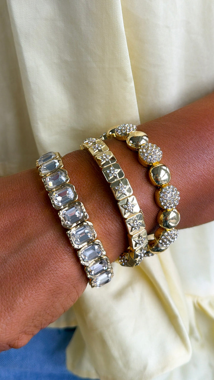 Radiant Gold Crystal Bracelet Stack