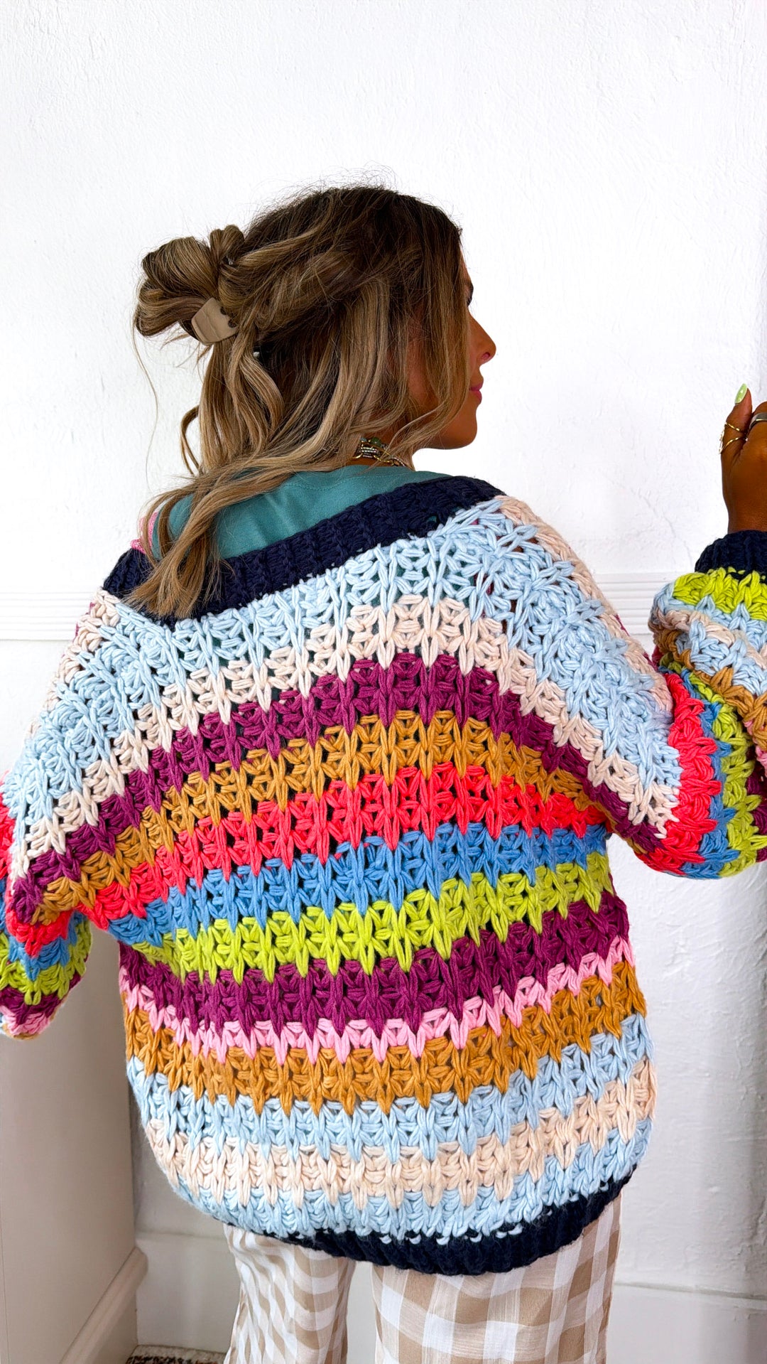 Cool Toned Knit Cardigan, Rainbow