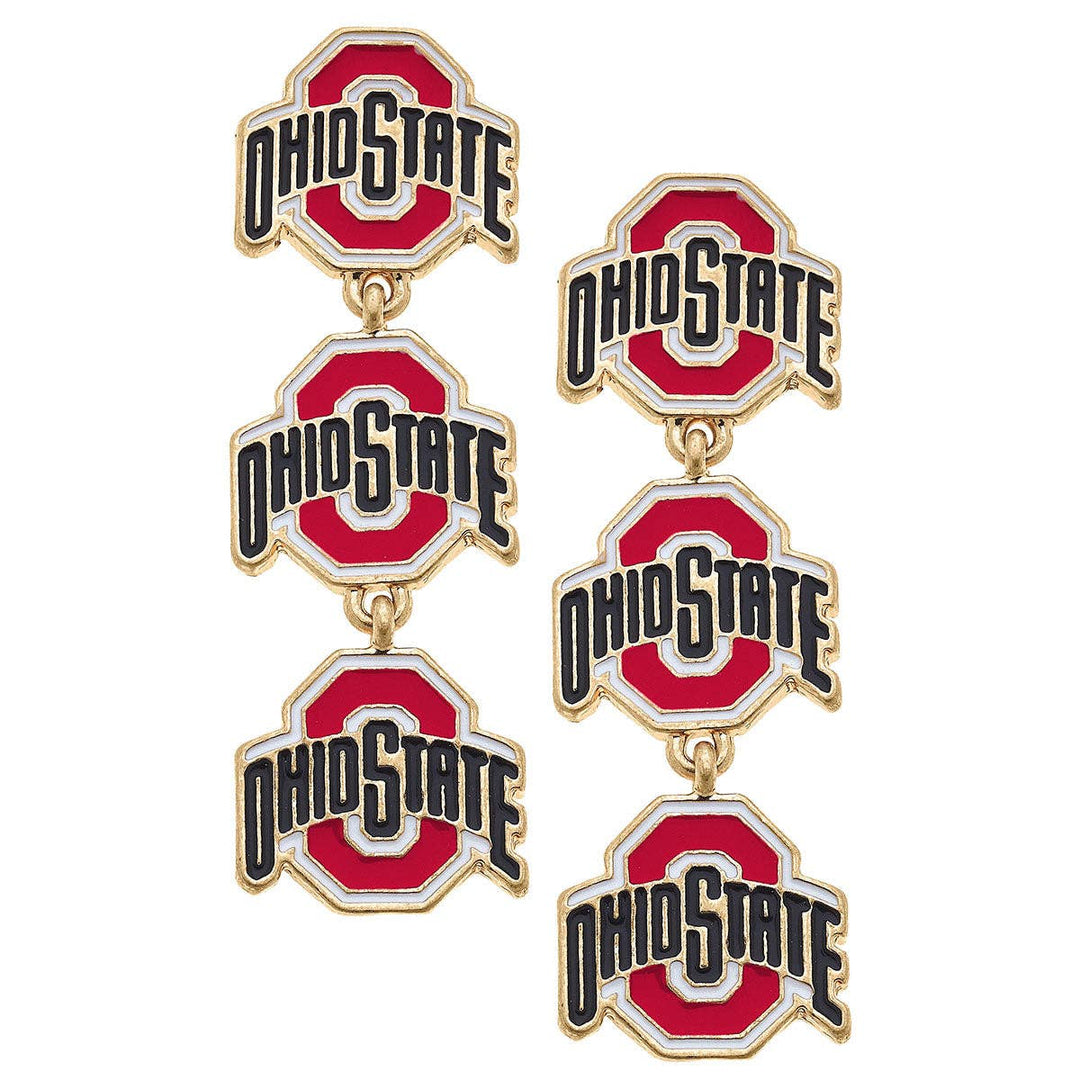 Buckeyes Triple Drop Enamel Earrings