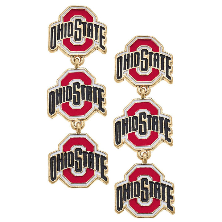 Buckeyes Triple Drop Enamel Earrings
