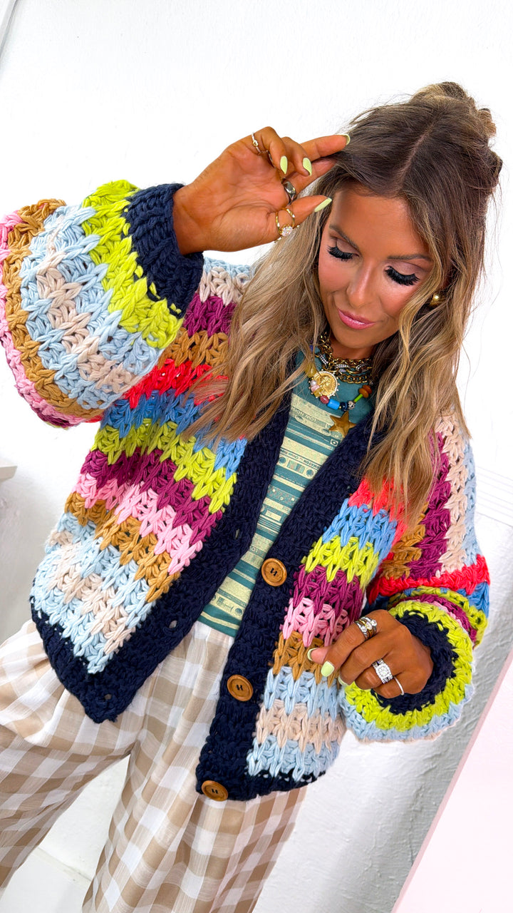Cool Toned Knit Cardigan, Rainbow