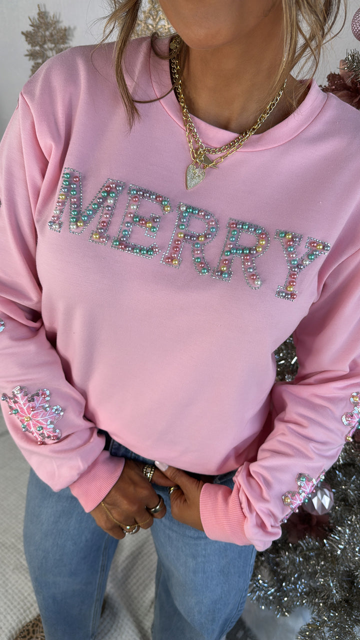 Merry Pearl Sweater, Pink