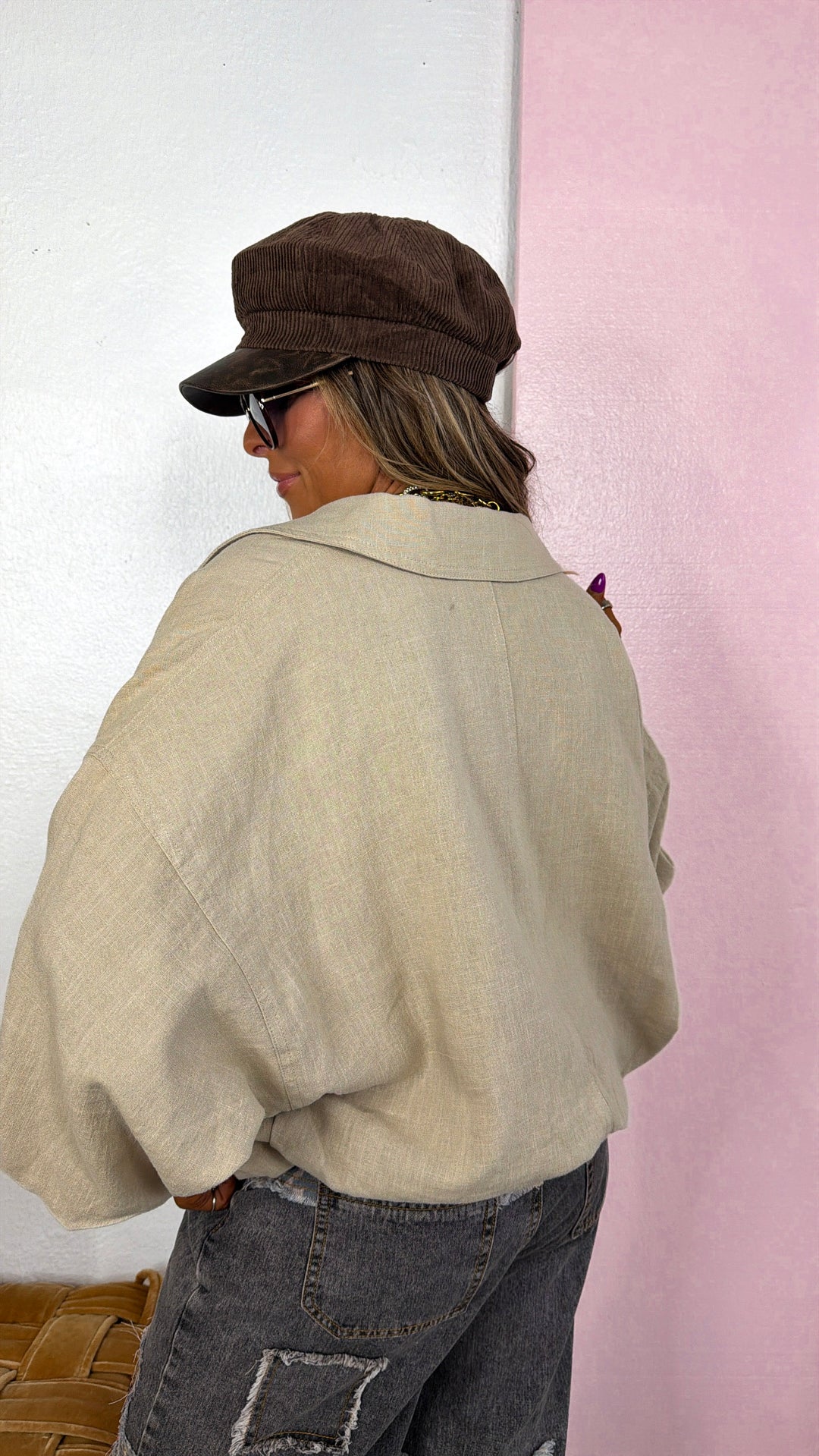 Nova Zip Up Linen Jacket, Natural