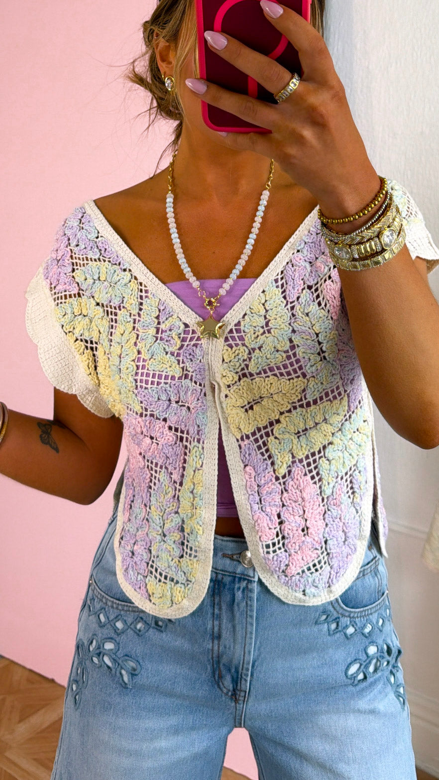 Easy Love Crochet Top, Pastel Multi