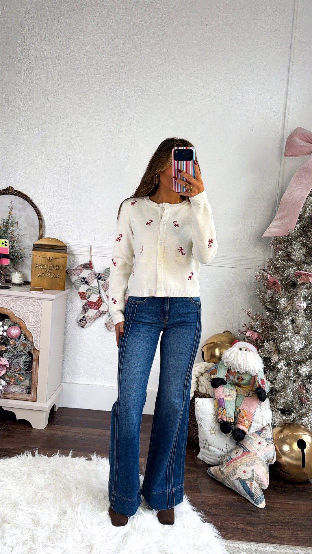 Candy Cane Lane Sweater, Cream
