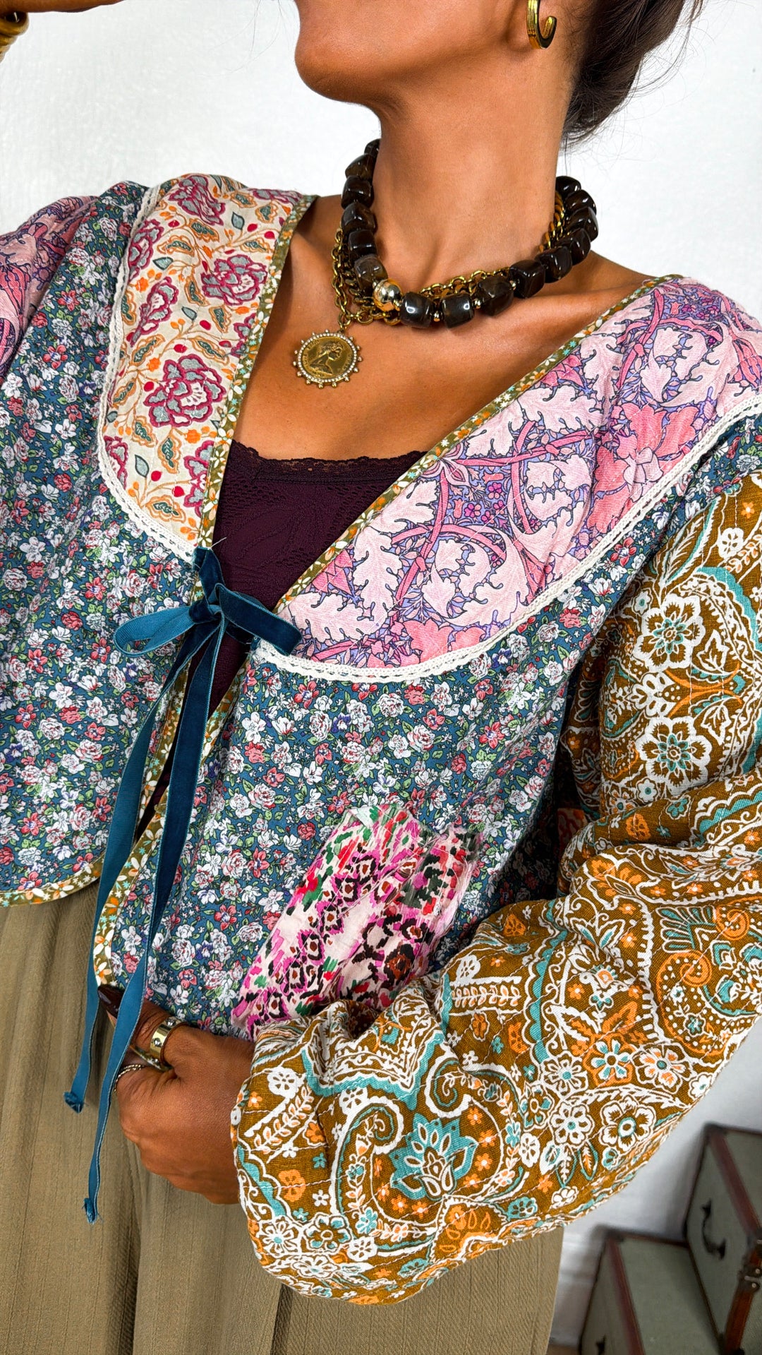 The Clara Patchwork Jacket, Pink Combo