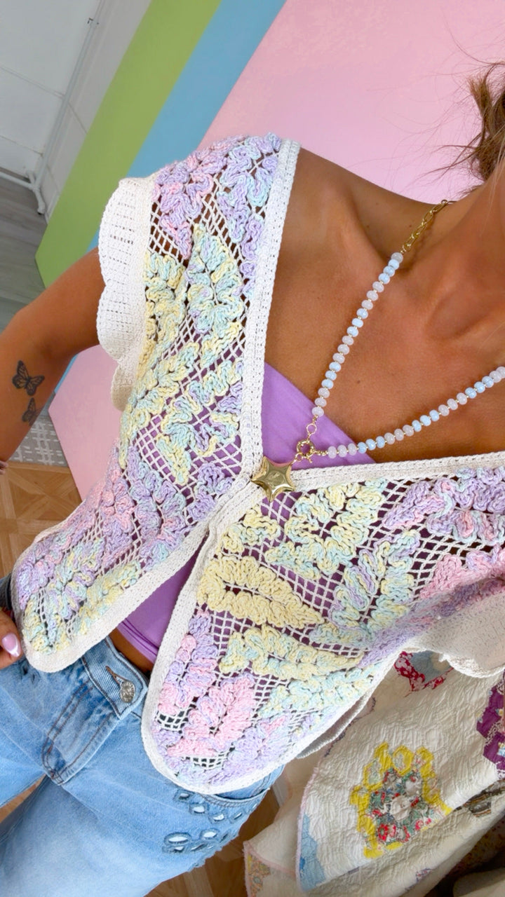 Easy Love Crochet Top, Pastel Multi