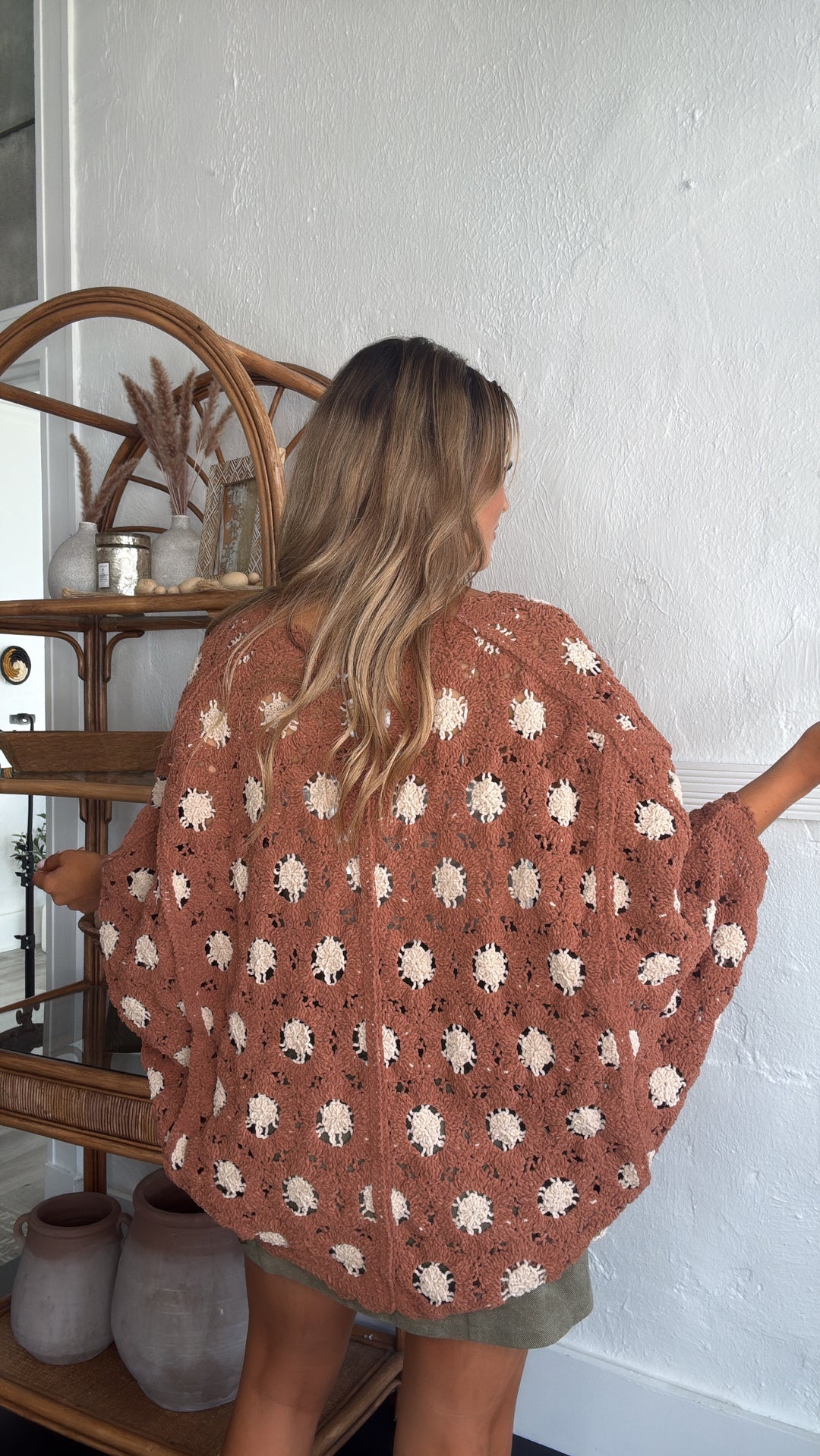 Harvest Drape Cardigan, Brick/Latte