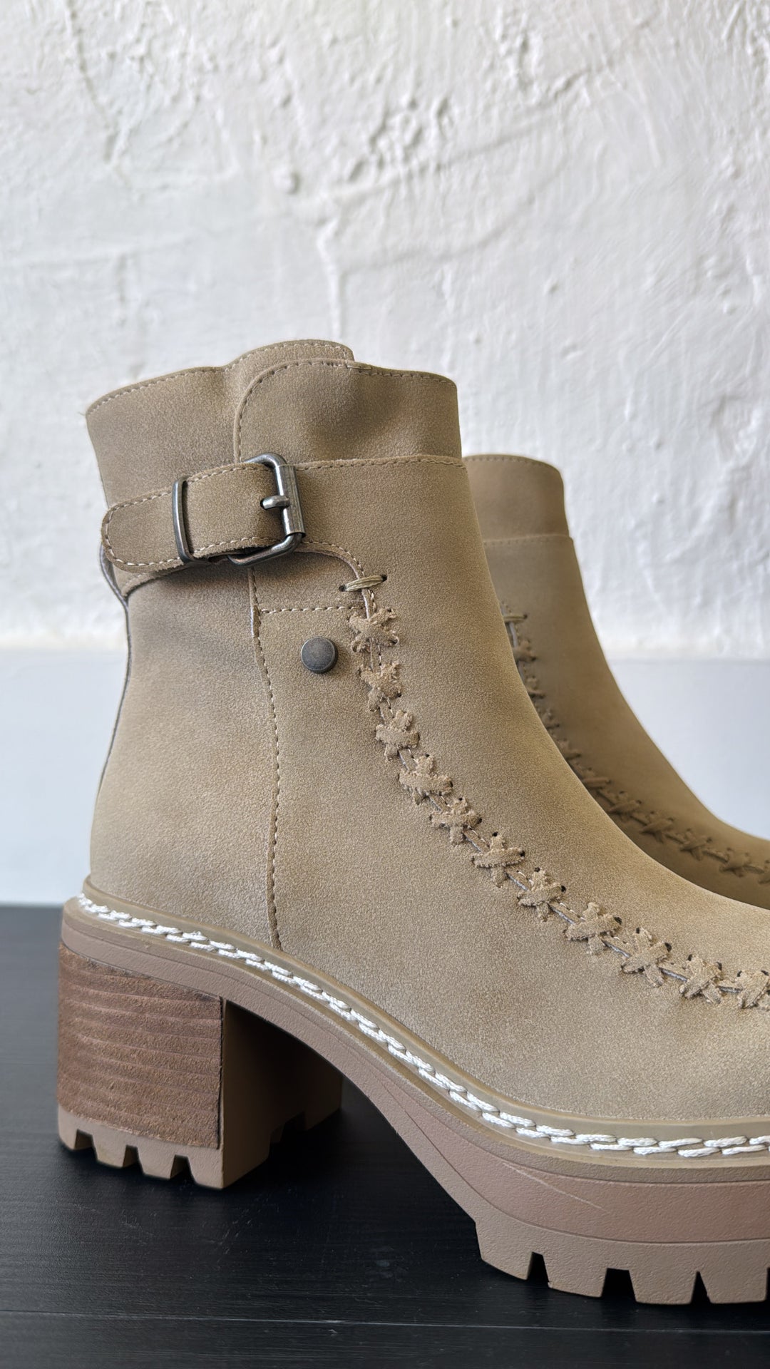 Ridge Platform Buckle Bootie, Sand