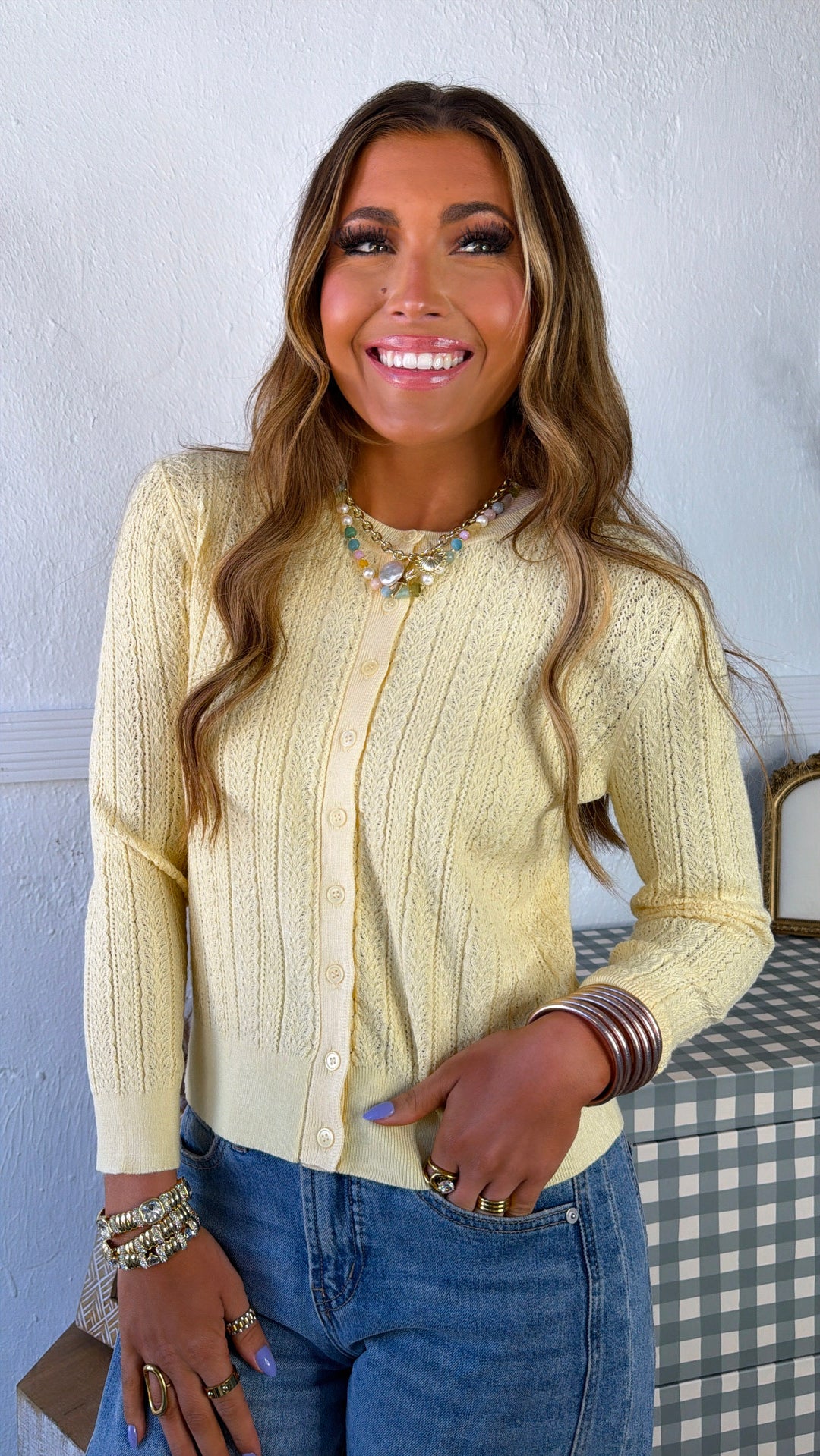 Bloomsbury Knit Cadigan, Pastel Yellow