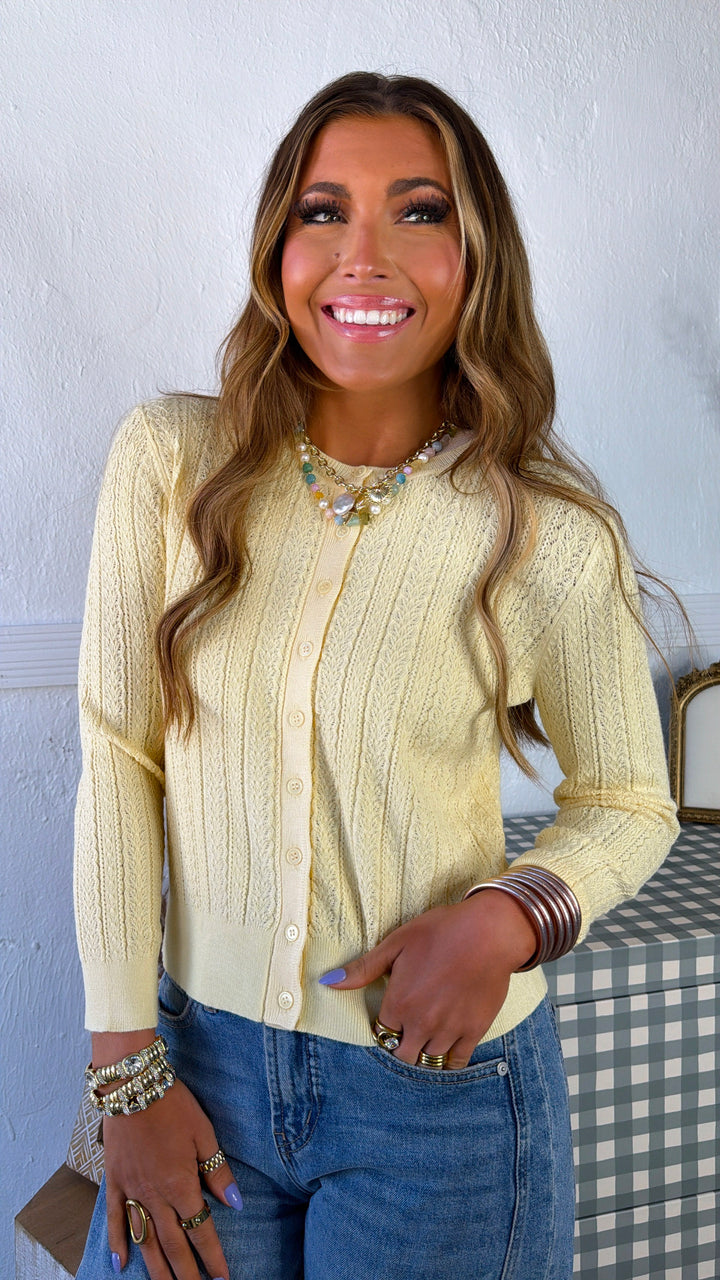 Bloomsbury Knit Cadigan, Pastel Yellow