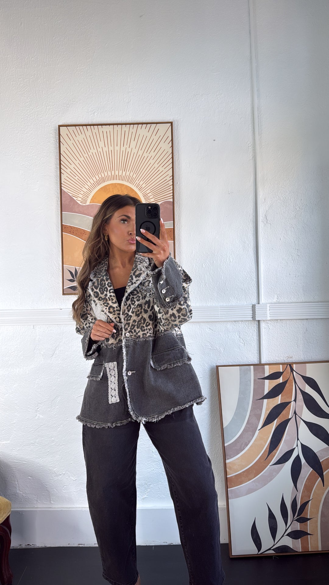 Wild Authority Blazer Jacket, Leopard/Black