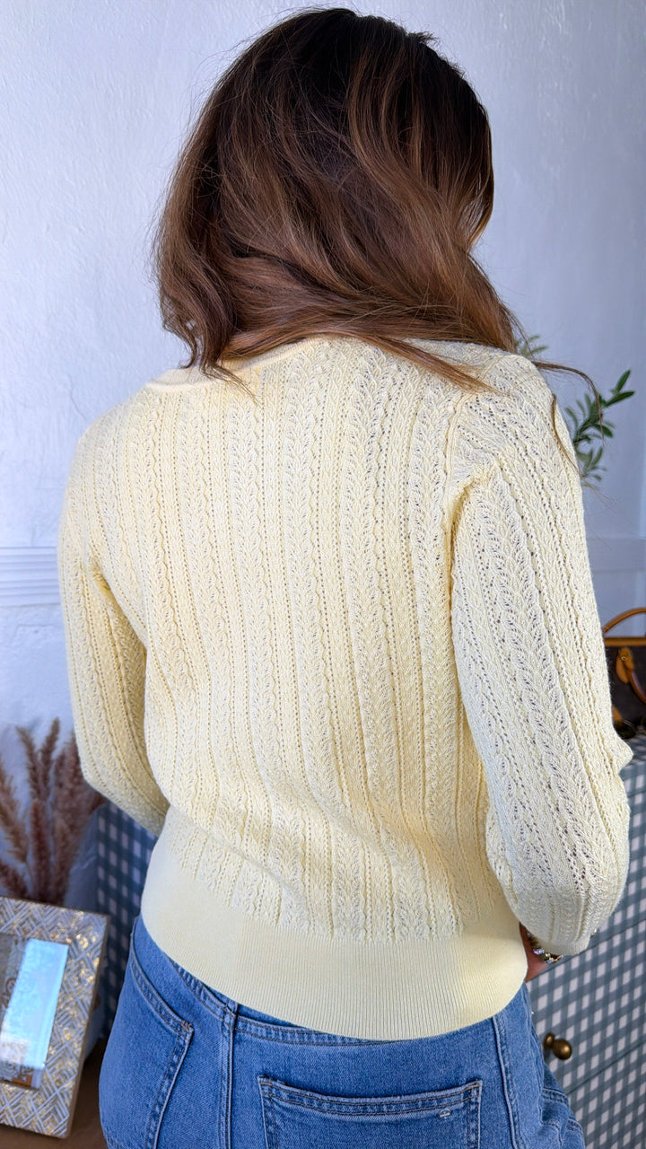 Bloomsbury Knit Cadigan, Pastel Yellow
