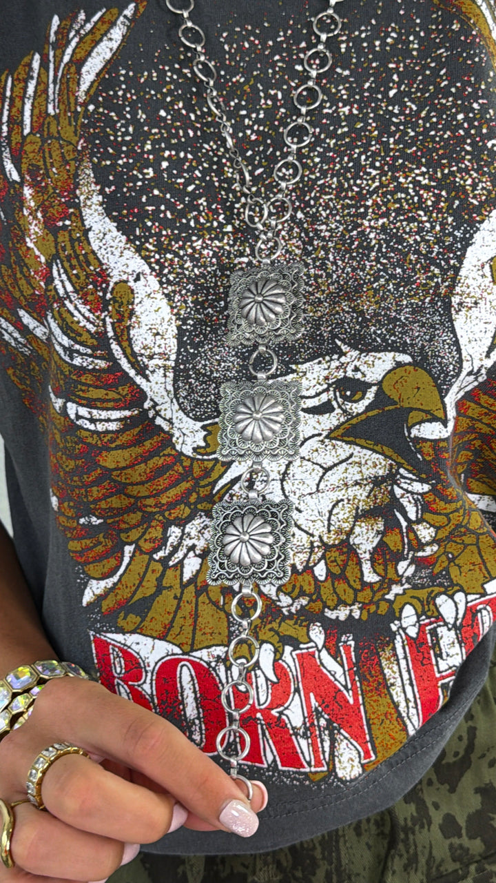 Born Free Muscle Tee, Faded Black