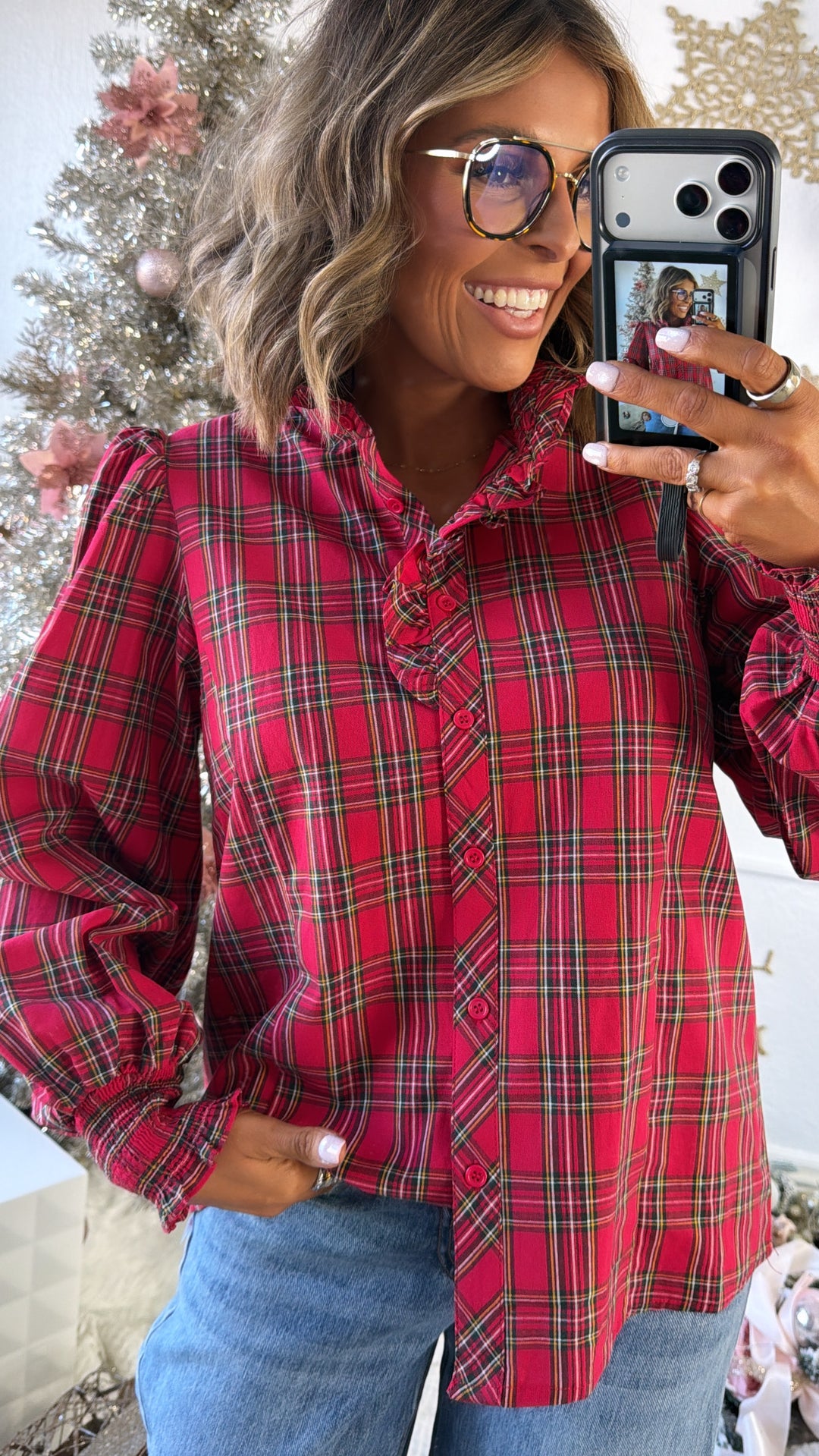 Cindy Lou Blouse, Red