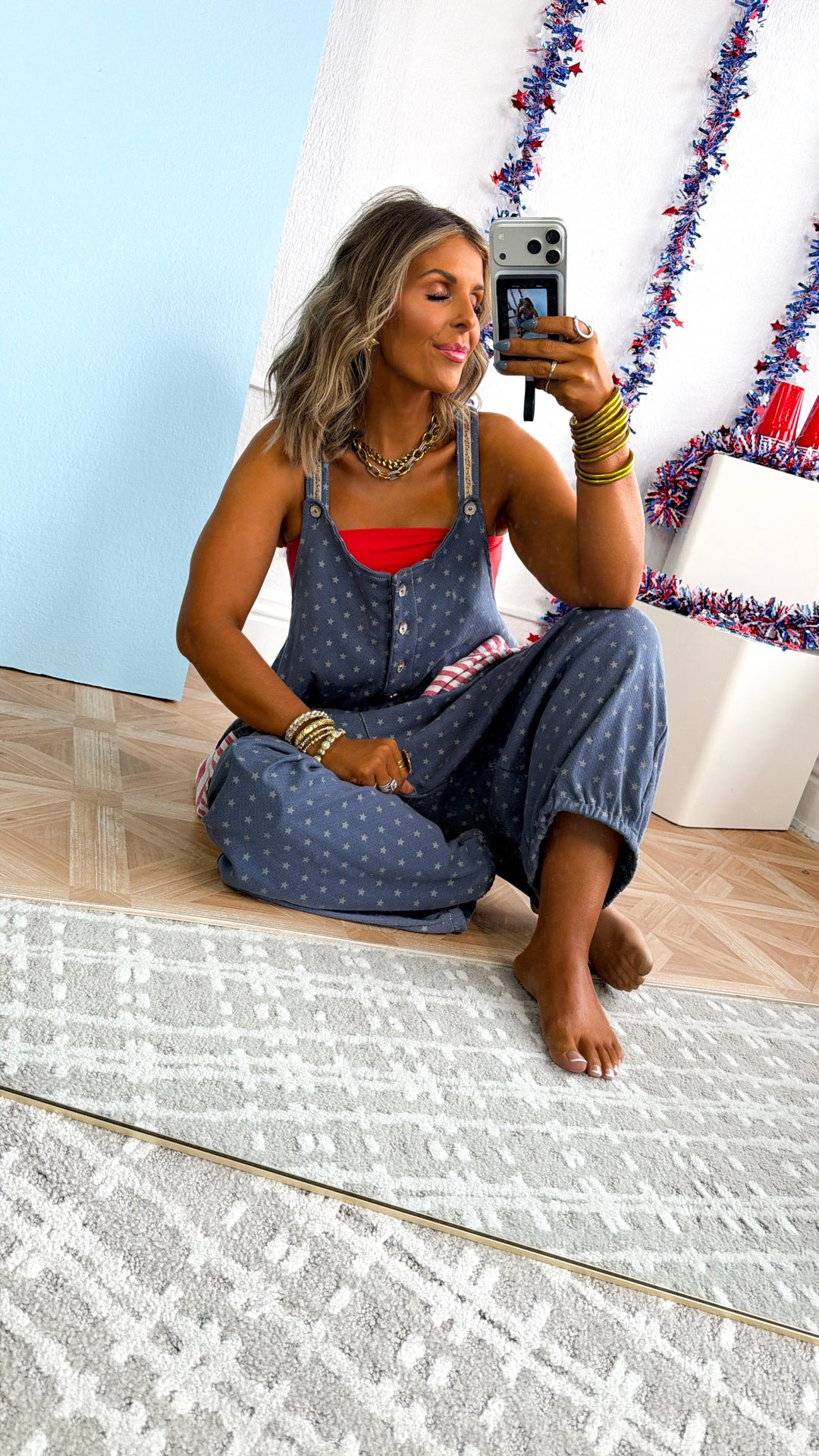 The Americana Overalls, Indigo Multi
