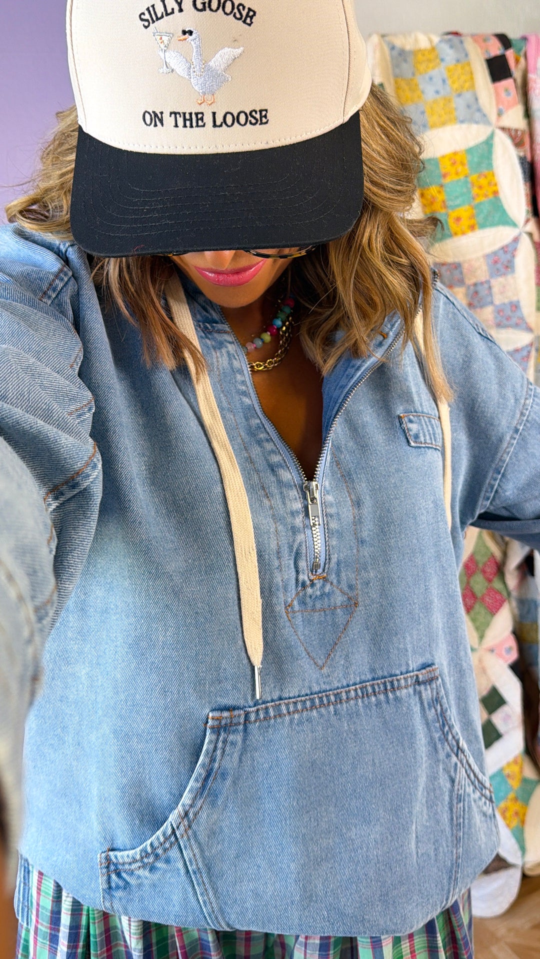 Easy Spring Quarter Zip, Lt. Denim