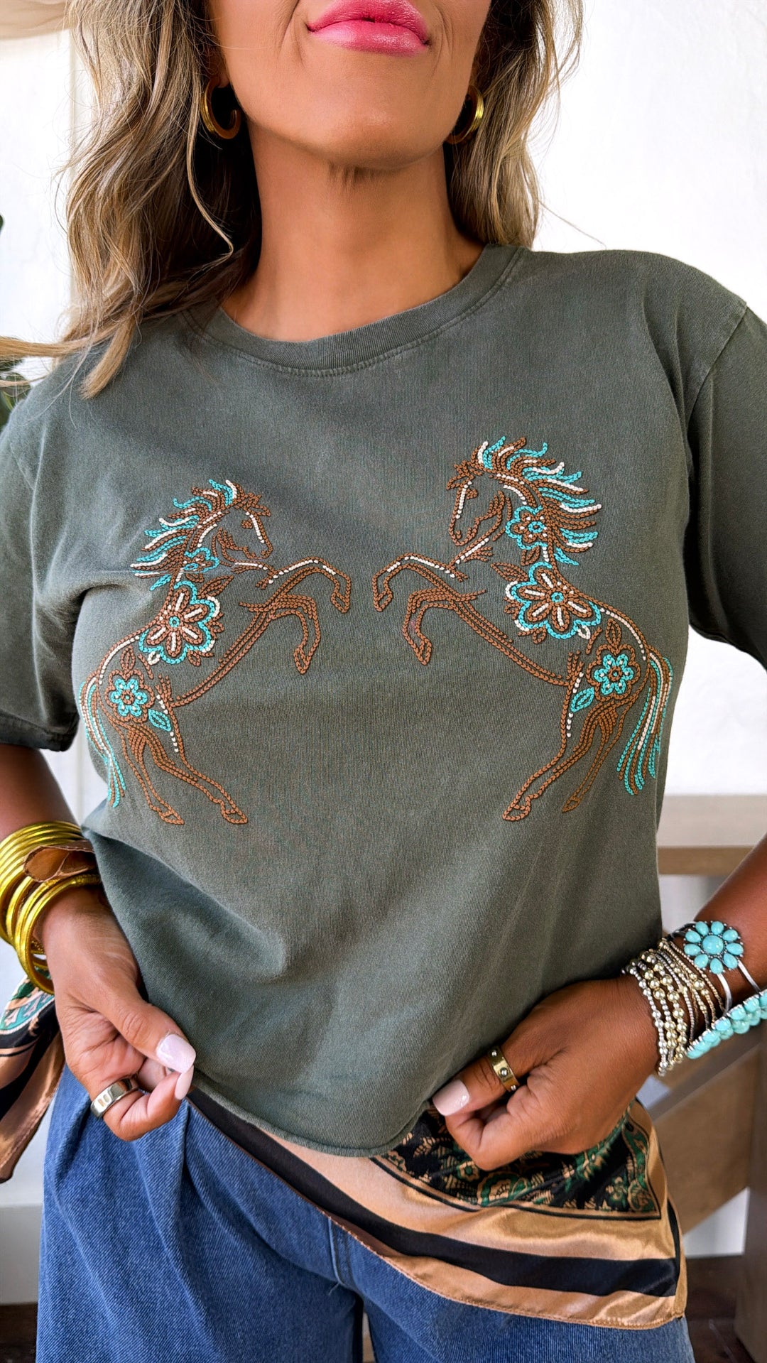 Wild Horse Graphic Tee, Olive