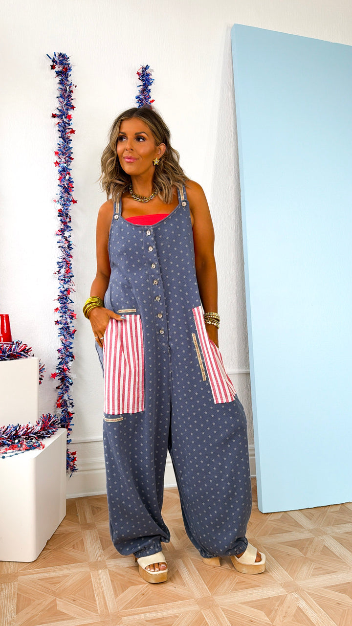 The Americana Overalls, Indigo Multi
