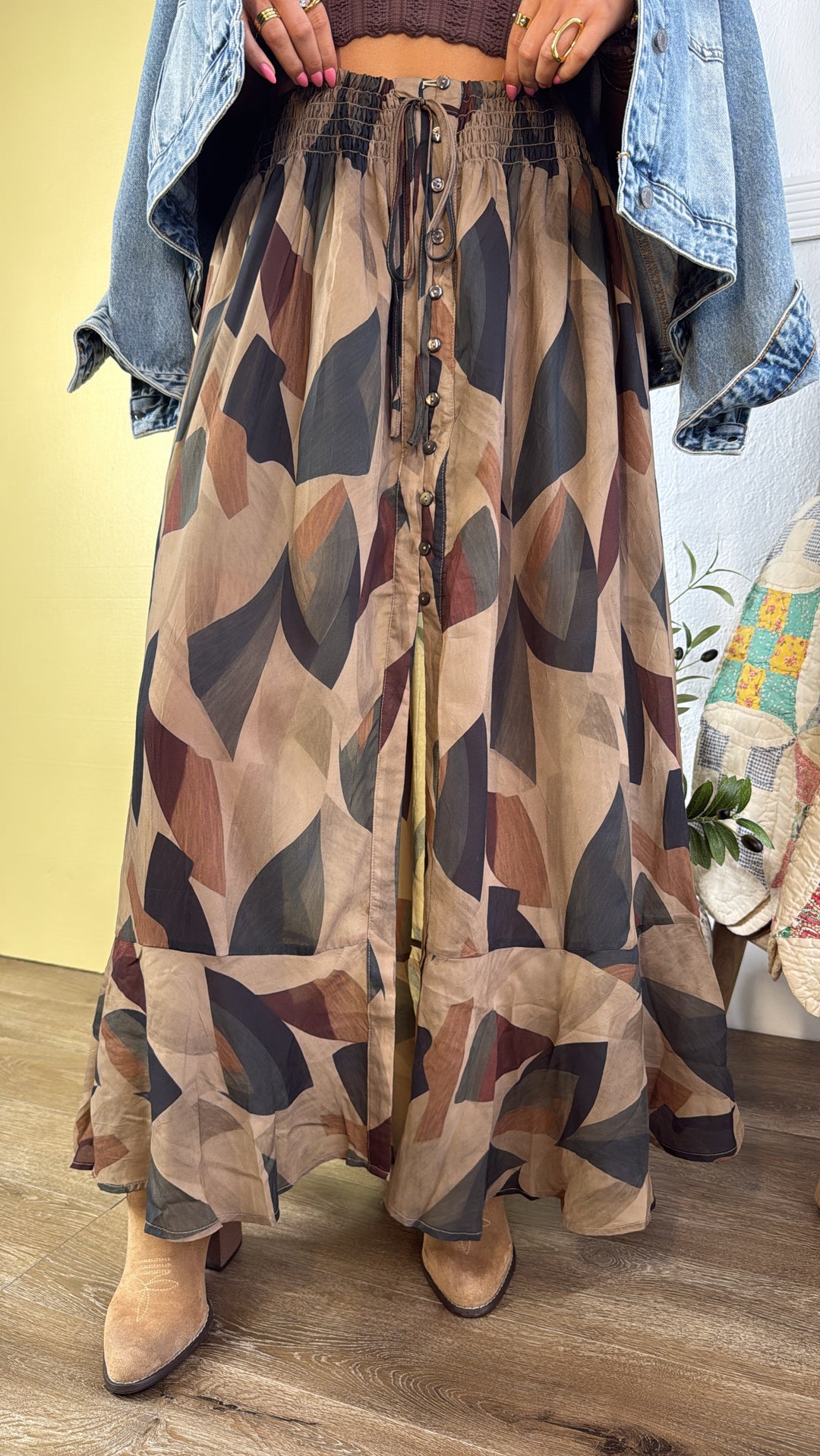 Harvest Fade Maxi Skirt, Olive