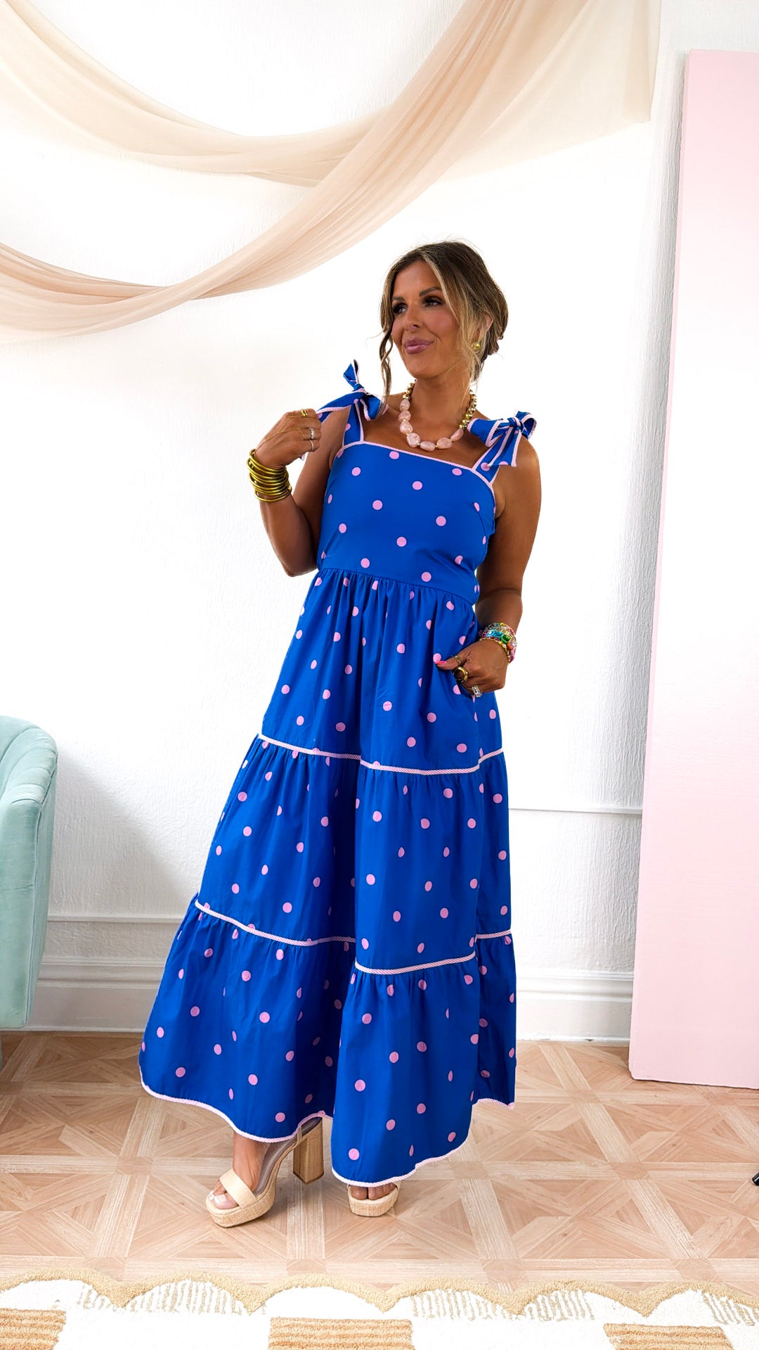 blue and pink summer dress Keep It Going Blue & Pink Floral Midi Dress Shop the Mint