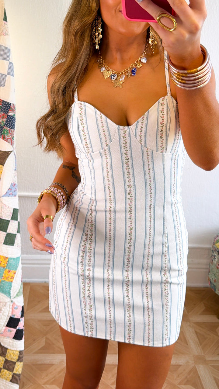 Warm Breeze Mini Dress, White/LT.Blue