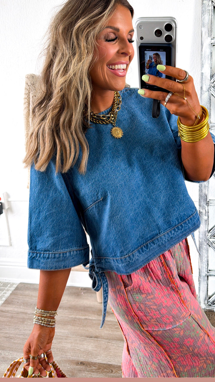 Whiskey Row Denim Top, M.Blue