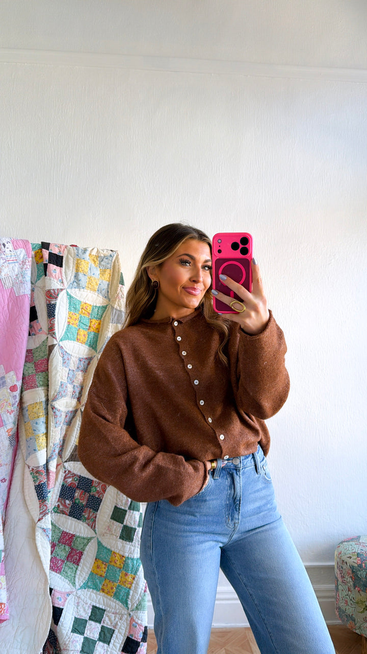 Penelope Knit Cardigan, Brown