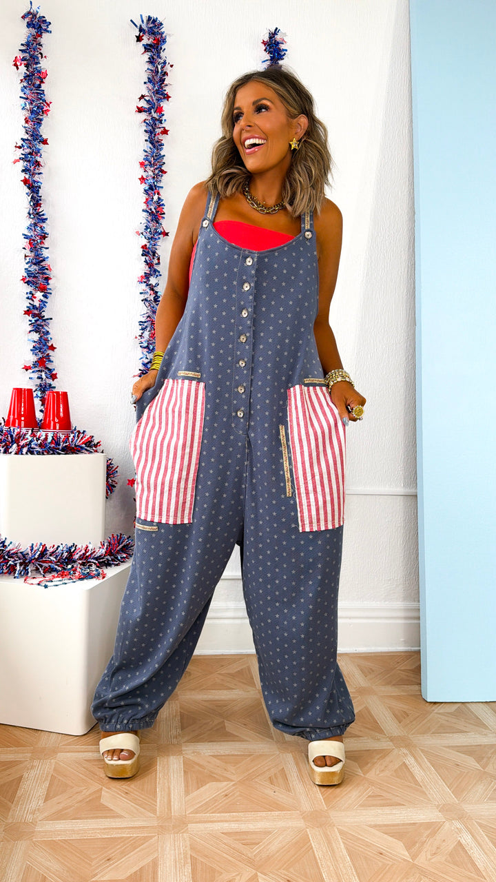 The Americana Overalls, Indigo Multi