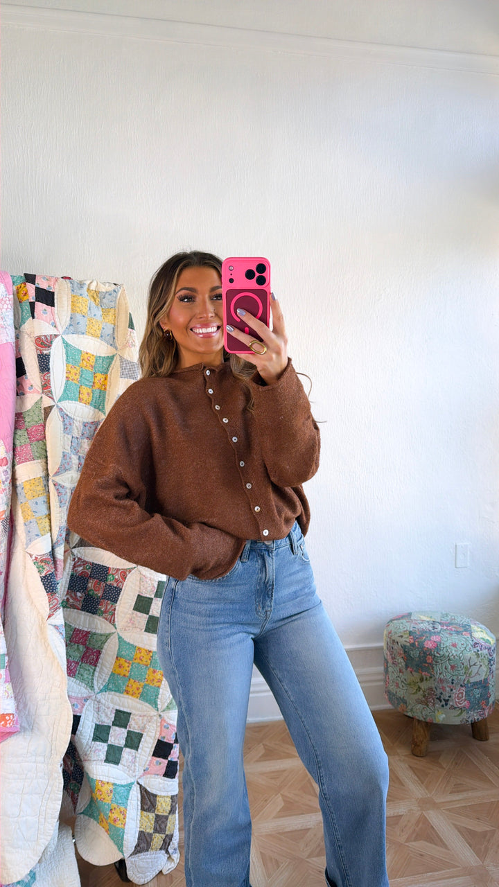 Penelope Knit Cardigan, Brown