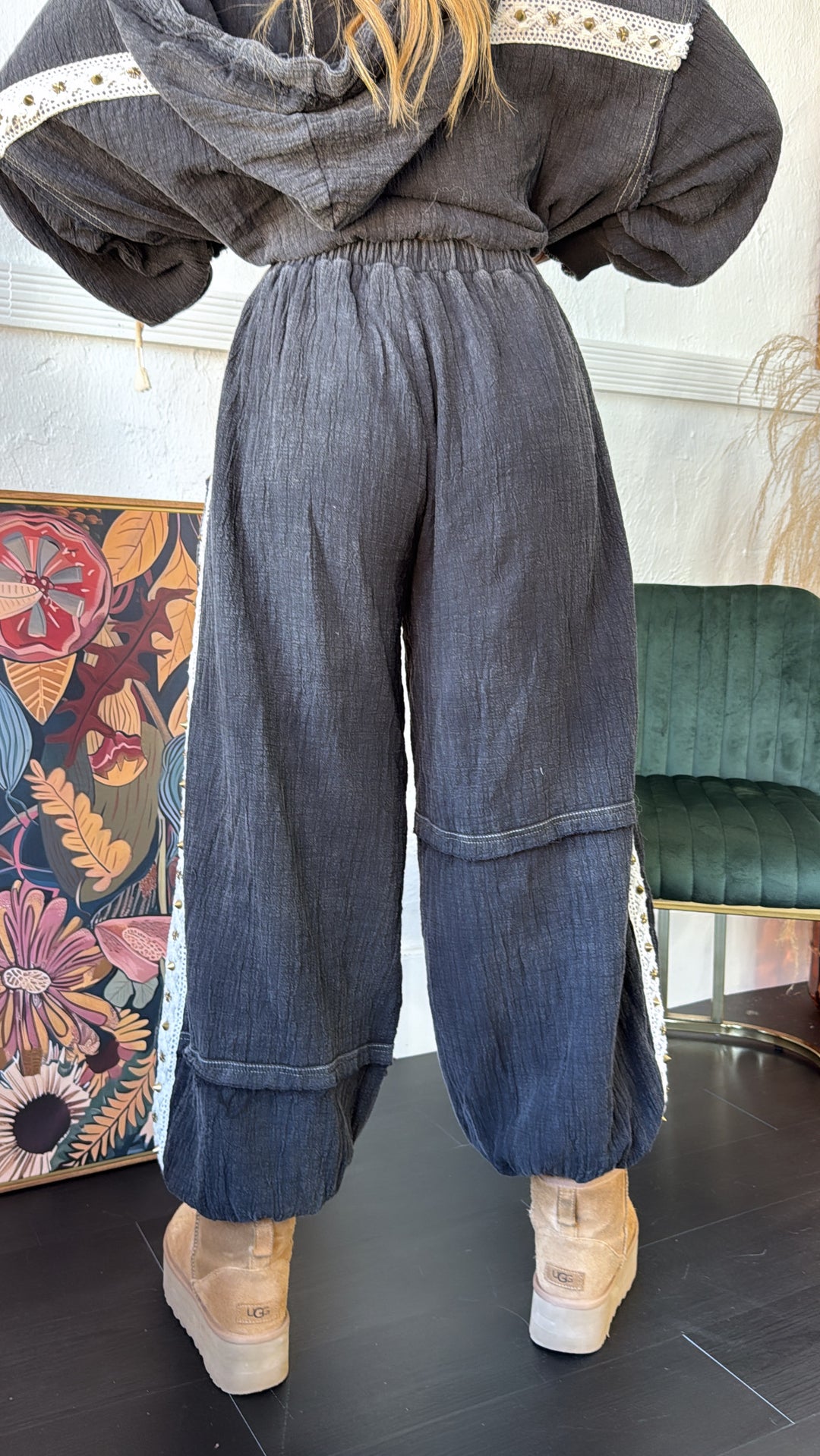 Studded Jogger, Black