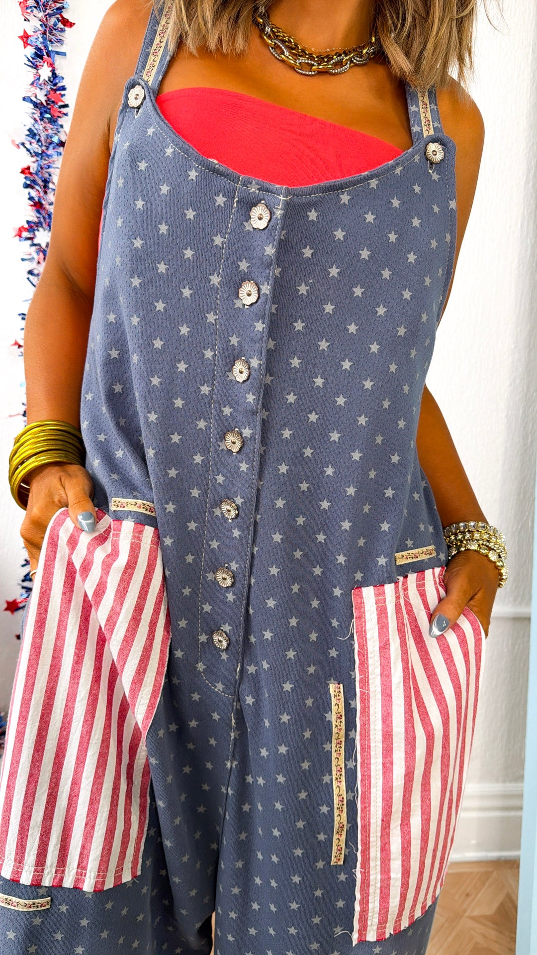 The Americana Overalls, Indigo Multi