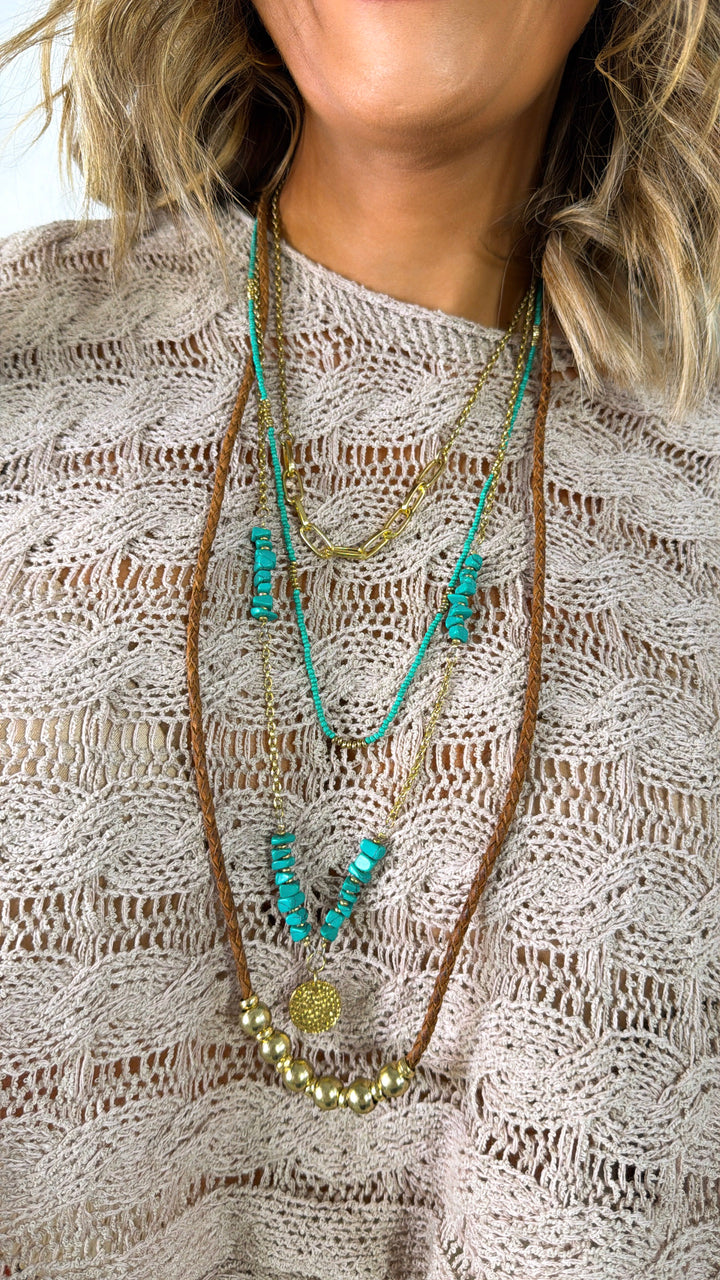 Cadence Layered Necklace, Aqua