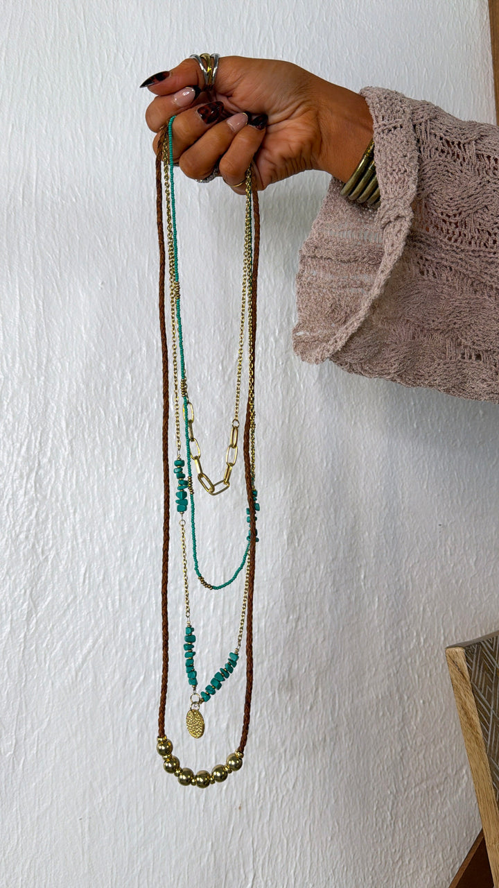 Cadence Layered Necklace, Aqua